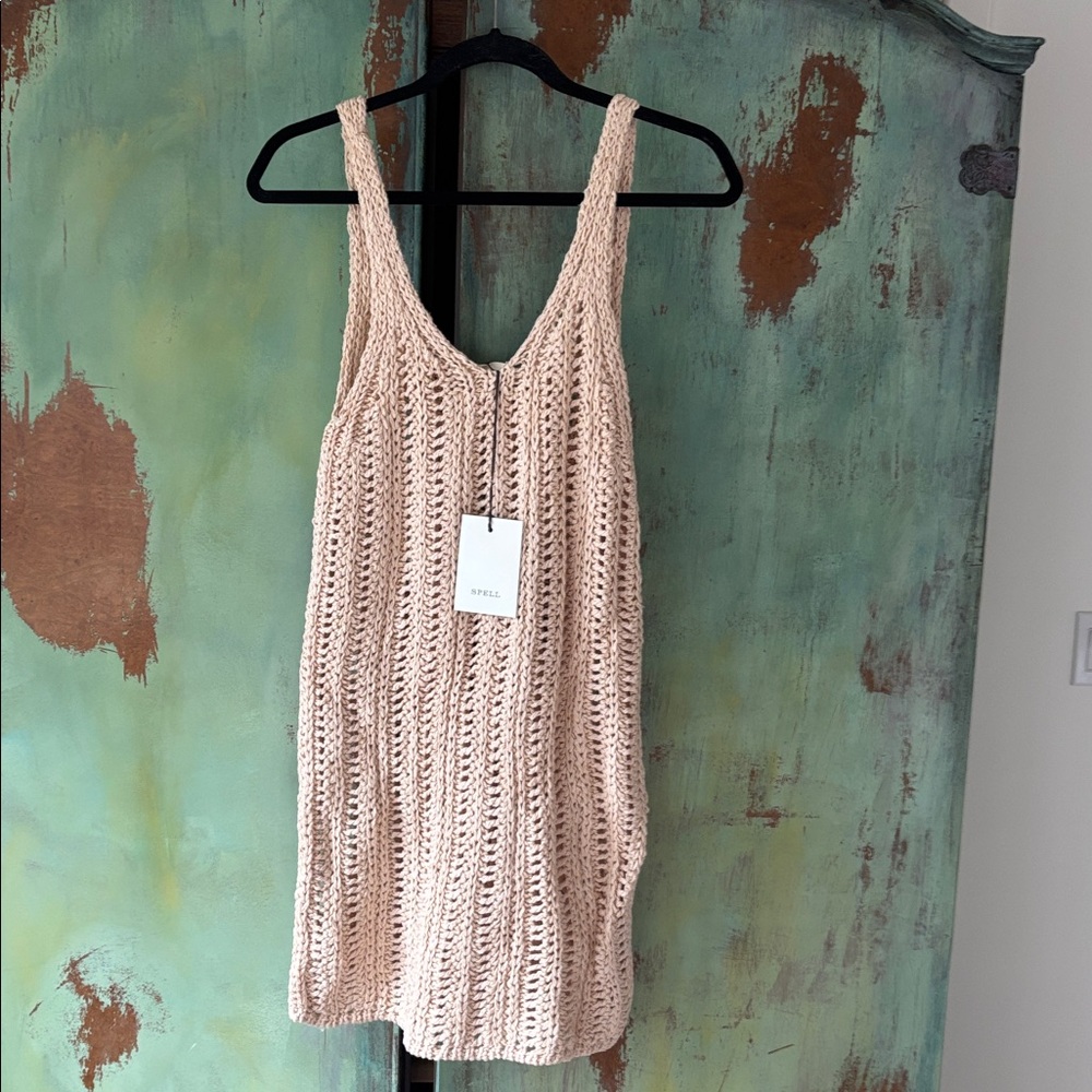 Spell Saskia Knit Mini Dress in Honey